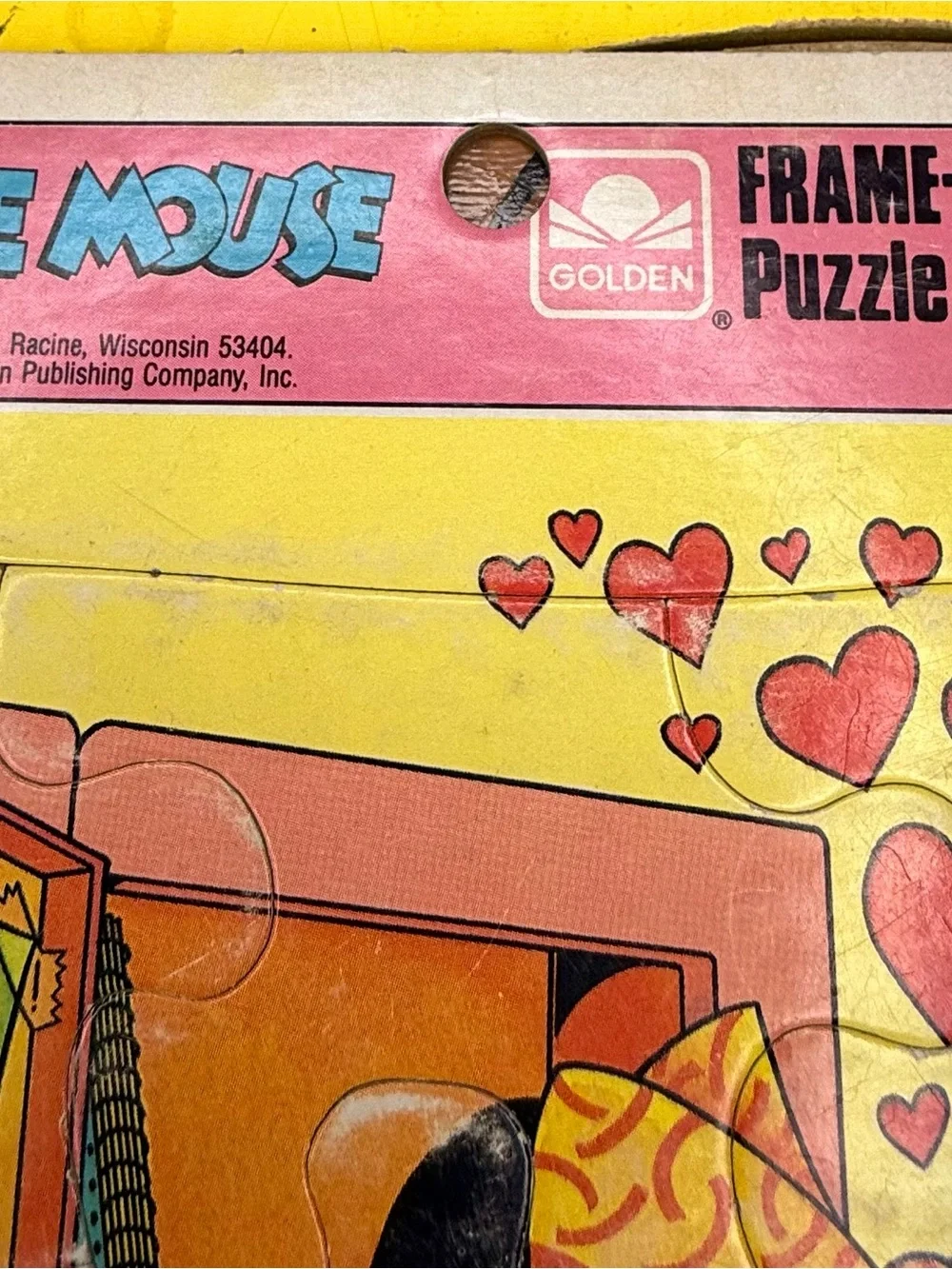 Walt Disney Co., 1970's Frame Tray Puzzle, Micky And Minnie Mouse HS Sweethearts